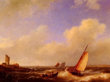  Hermanus Pintura - El río Escalda en Flessinghe Hermanus Snr Koekkoek barco marino